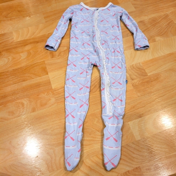 KicKee Pants Ruffle Bamboo Onesie Dew Paddles And Canoe Size 12-18 Months - Picture 2 of 7